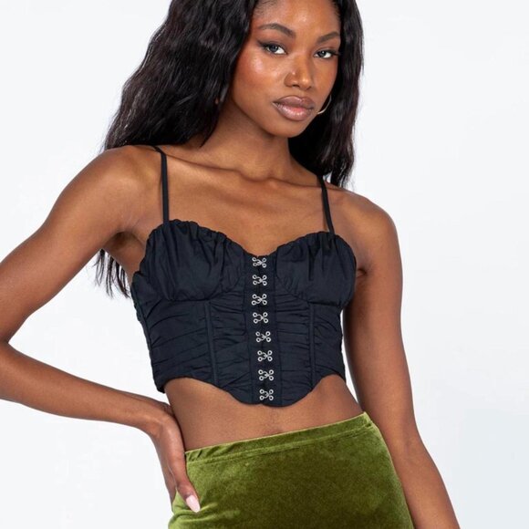 Princess Polly Caitlin Top Black Corset size 0 NWT - Picture 1 of 4